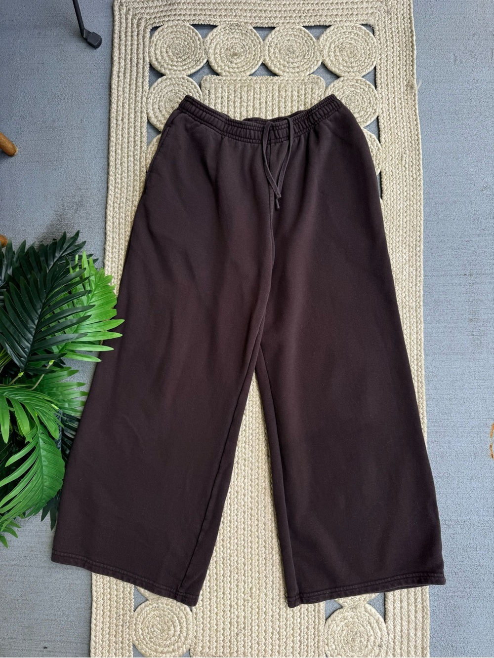 Uniqlo Brown Cotton Blend Drawstring Joggers Sweatpants Size Medium